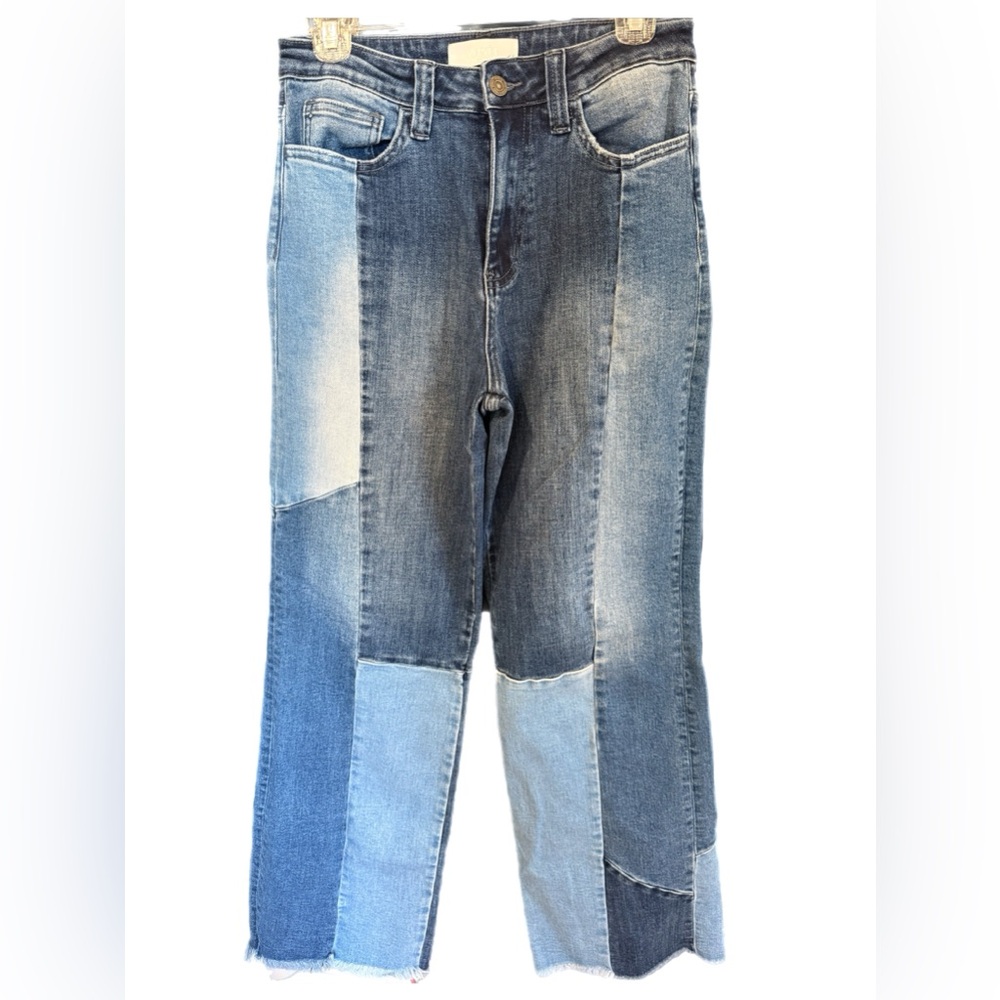 VERVET Patchwork Two-Tone Blue Denim Jeans